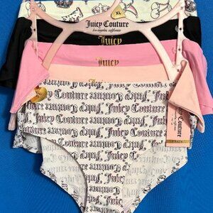 NWT $48 JUICY COUTURE 5 PACK NO PANTY LINES UNDERWEAR SILKY SATINY SOFT PANTIES